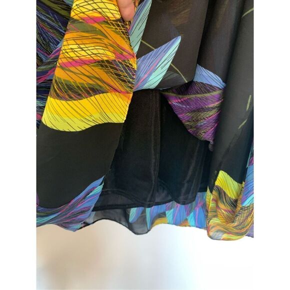 Lane Bryant Women's Feather Print V-Neck Semi Sheer Mini Shift Dress Multi 22/24 - Picture 4 of 7